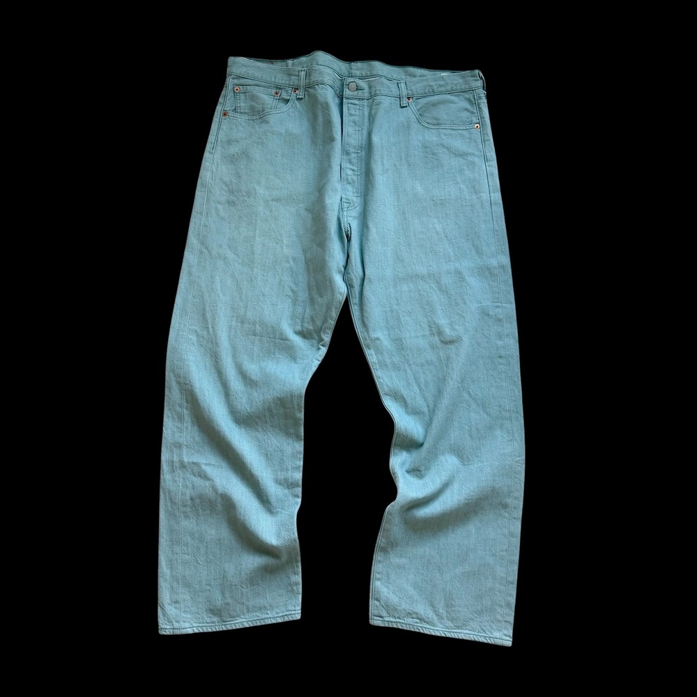Levis 501 Original Fit Jeans 44x32 White Oak Cone Denim Teal Blue 0501-2230